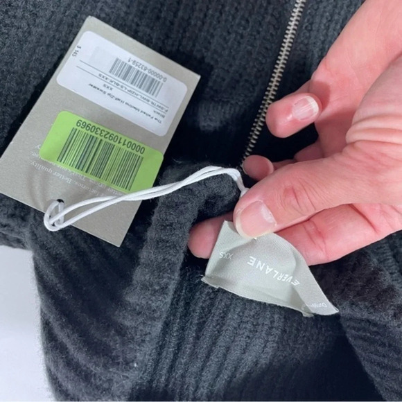 New Everlane The Felted Merino Half Zip Sweater Black - Picture 6 of 8